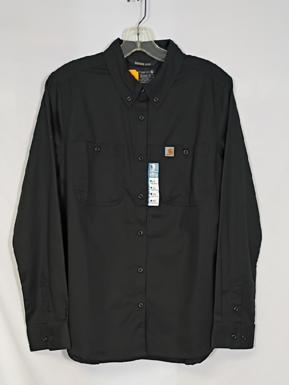 NWT Carhartt Black Rugged Pro Relaxed Fit Long Sleeve Button Down Women Sz Med
